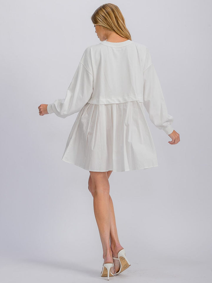 WOMEN'S LONG SLEEVE TUNIC CONTRAST COLORBLOCK MINI DRESS