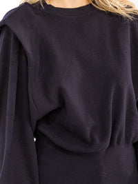 WOMEN'S LONG DETAILED SLEEVE SOLID PULLOVER SWEATER