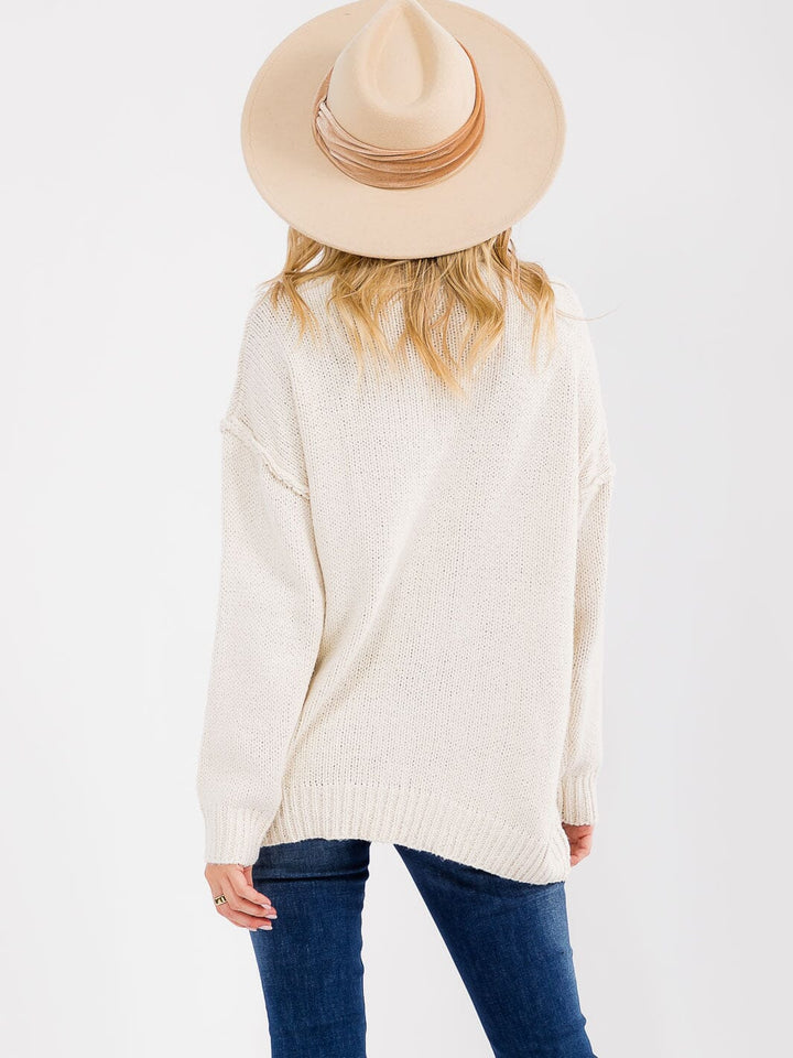 WOMEN'S LONG SLEEVE TURTLE NECK KNIT PULLOVER SWEATER