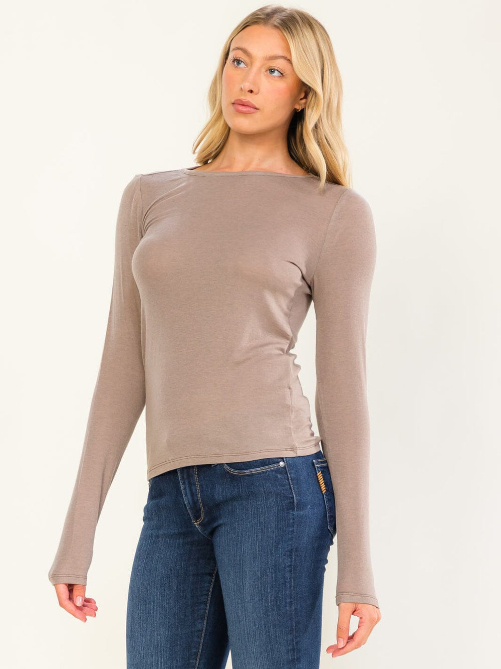WOMEN'S LONG SLEEVE SOLID BASIC TOP