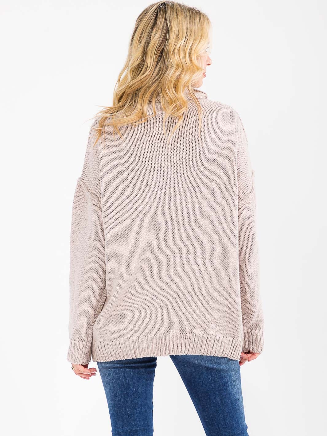 WOMEN'S LONG SLEEVE TURTLE NECK KNIT PULLOVER SWEATER