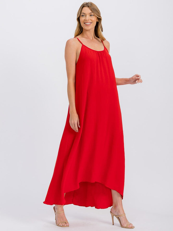 WOMEN'S SLEEVELESS OPEN BACK HIGH-LOW MAXI DRESS