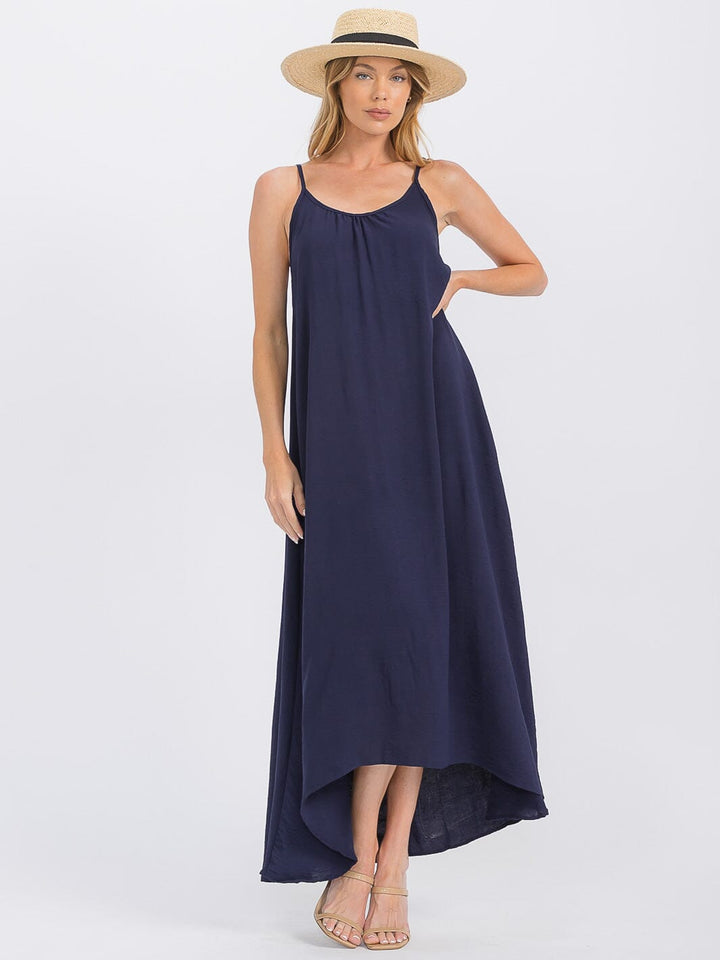 WOMEN'S SLEEVELESS OPEN BACK HIGH-LOW MAXI DRESS