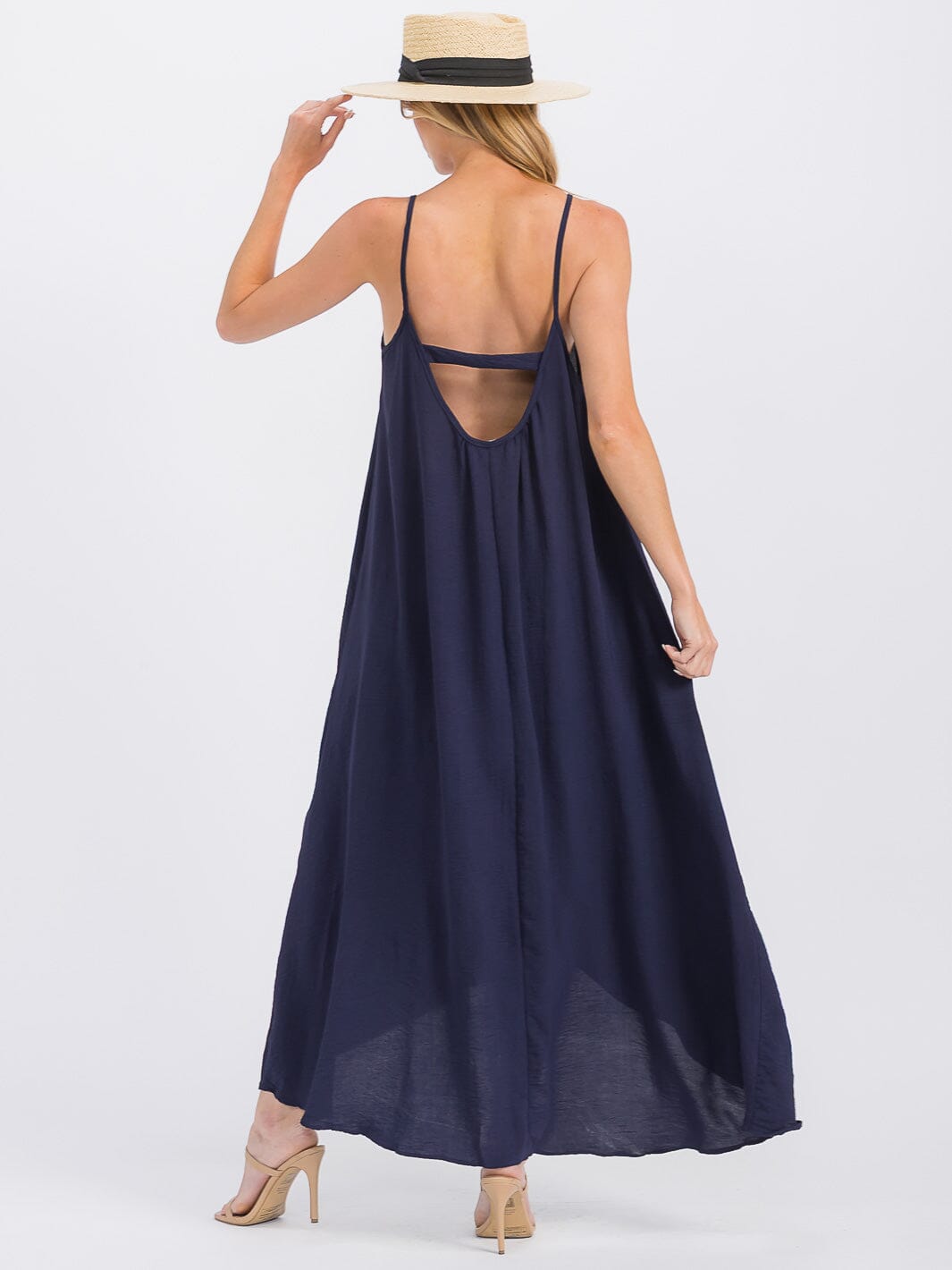 WOMEN'S SLEEVELESS OPEN BACK HIGH-LOW MAXI DRESS