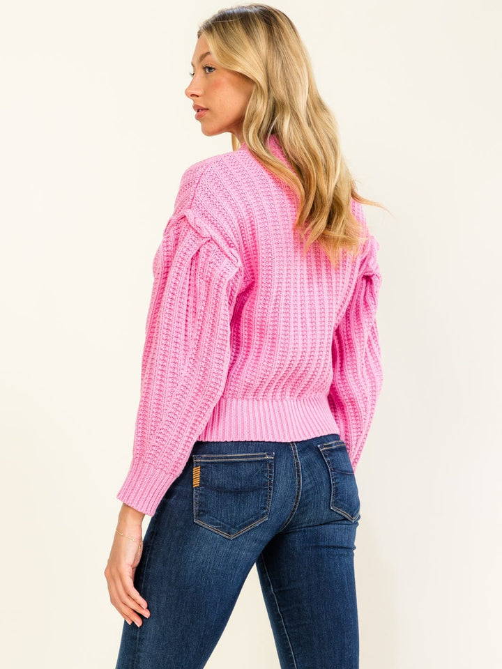 WOMEN'S LONG BALLOON SLEEVE KNIT PULLOVER SWEATER
