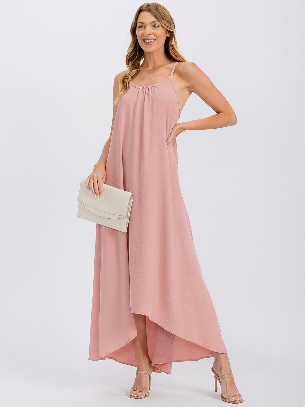 WOMEN'S SLEEVELESS OPEN BACK HIGH-LOW MAXI DRESS