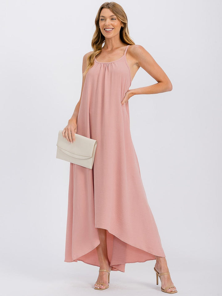 WOMEN'S SLEEVELESS OPEN BACK HIGH-LOW MAXI DRESS