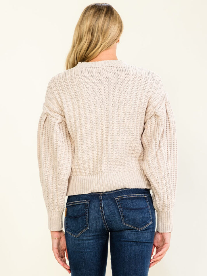 WOMEN'S LONG BALLOON SLEEVE KNIT PULLOVER SWEATER