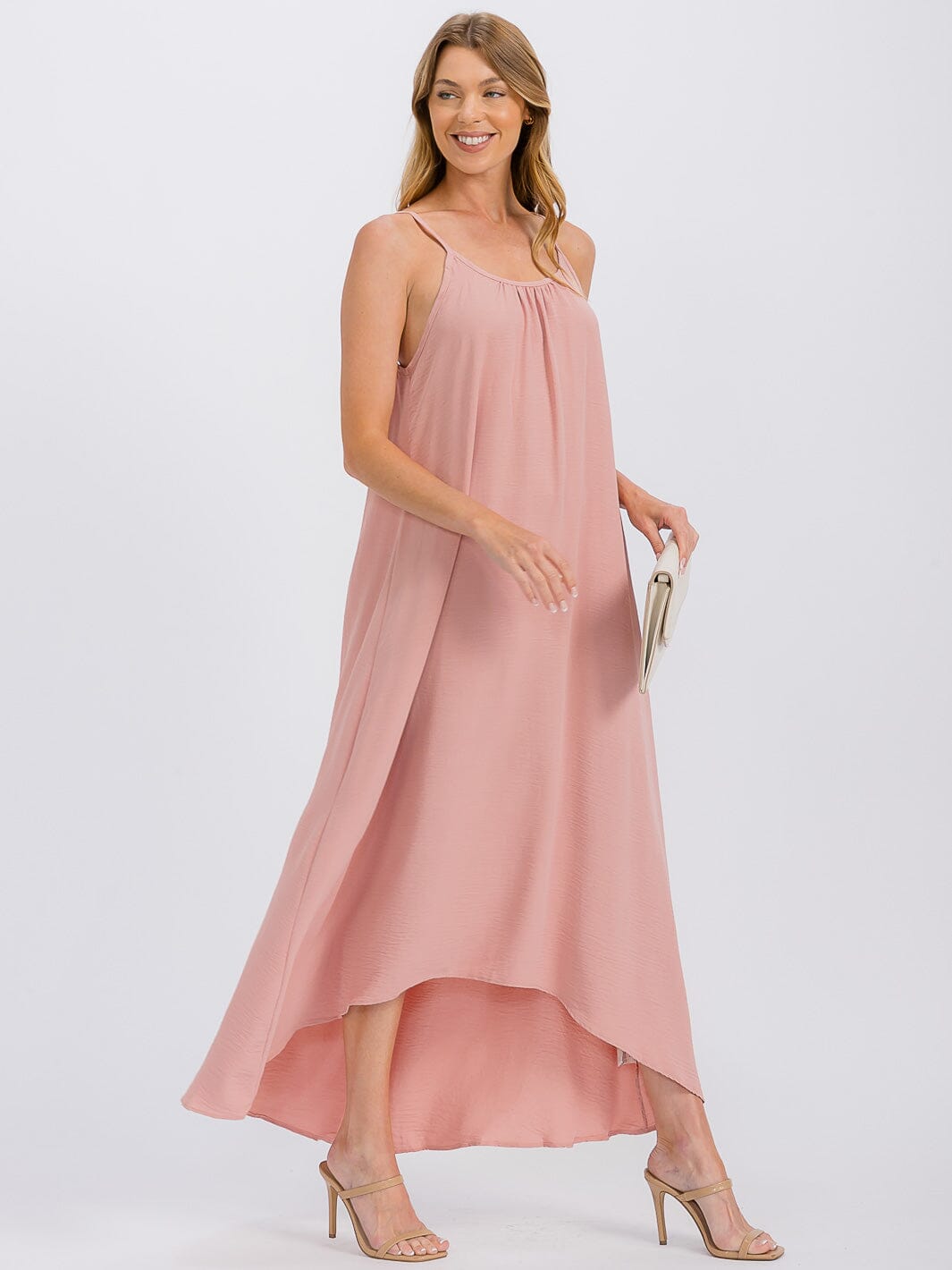 WOMEN'S SLEEVELESS OPEN BACK HIGH-LOW MAXI DRESS