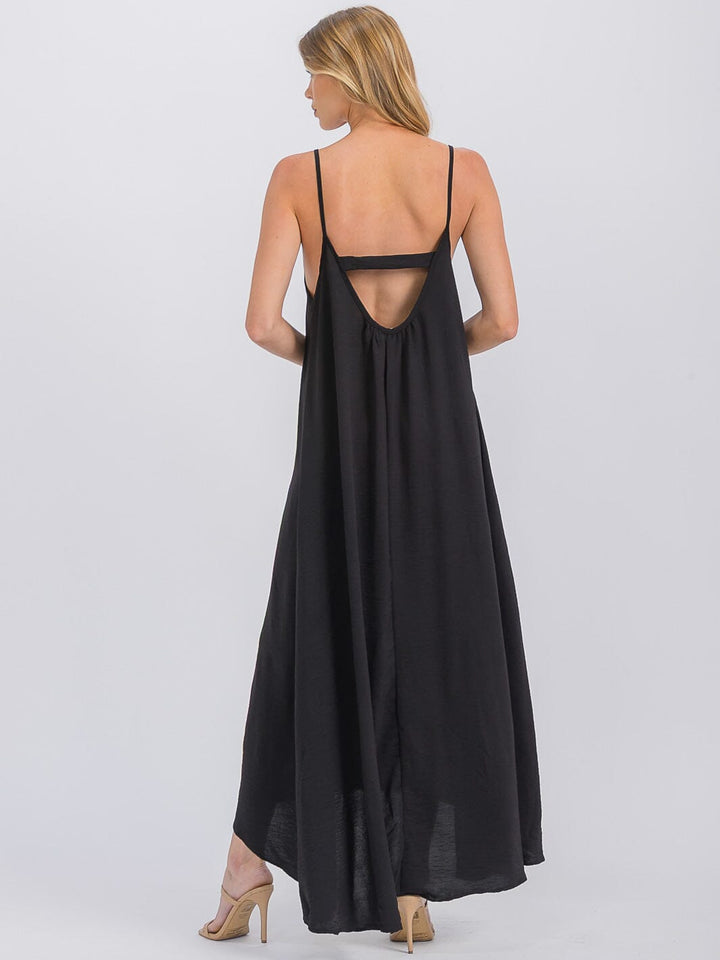 WOMEN'S SLEEVELESS OPEN BACK HIGH-LOW MAXI DRESS