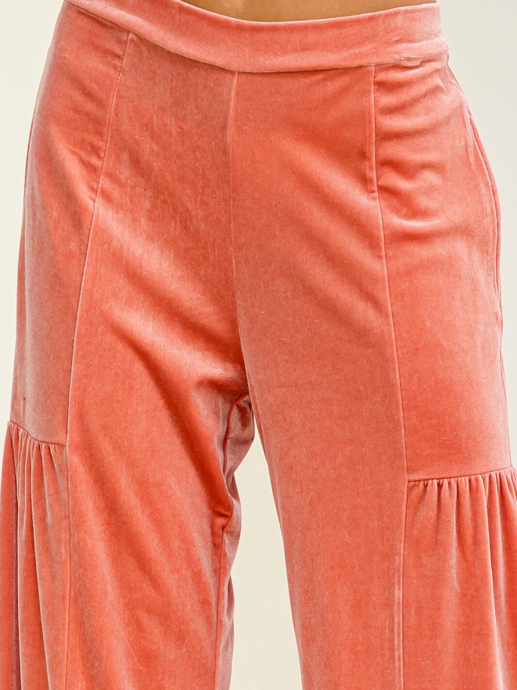WOMEN'S ELASTIC WAIST TIERED WIDE LEG PANTS