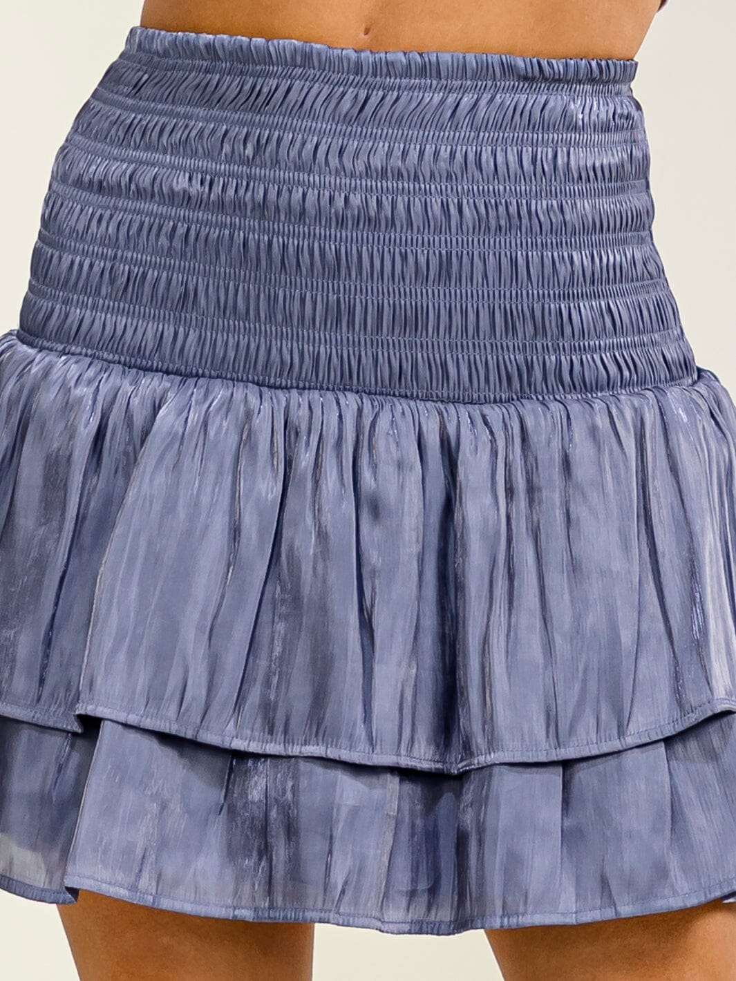 WOMEN'S ELASTIC WAIST TIERED RUFFLE MINI SKIRT