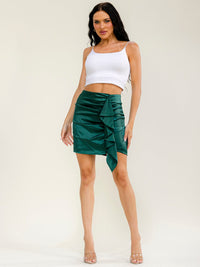 WOMEN'S ZIP UP FRONT RUFFLE MINI SKIRT