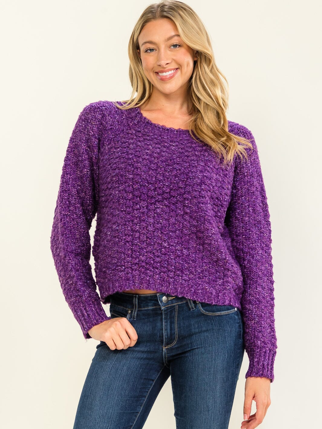 WOMEN'S LONG SLEEVE KNIT PULLOVER SWEATER