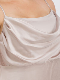 PUS SIZE SLEEVELESS COWL NECK SIDE SLIT MAXI GOWN DRESS
