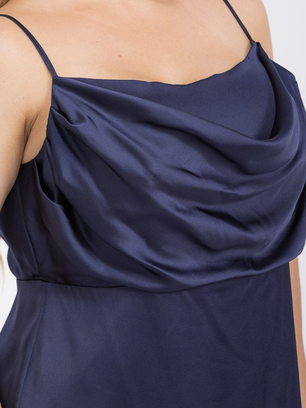 PUS SIZE SLEEVELESS COWL NECK SIDE SLIT MAXI GOWN DRESS