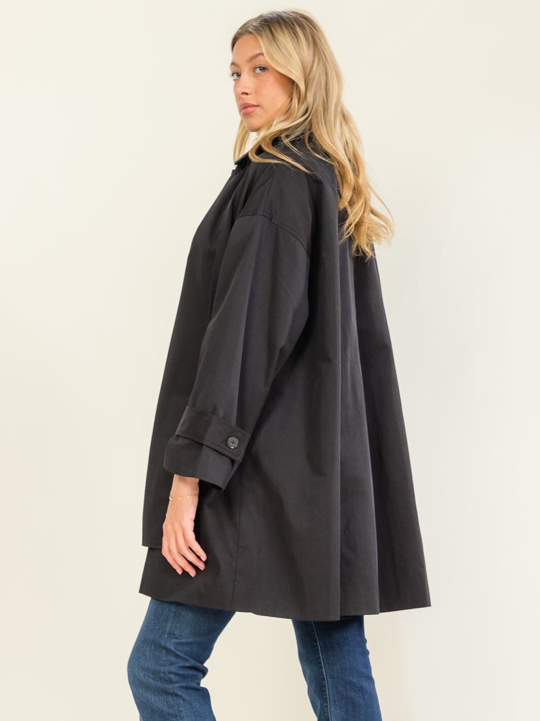 WOMEN'S LONG SLEEVE BUTTON CLOSURE FRONT POCKETS WITH SCARF COAT