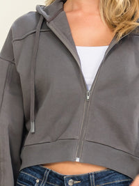 WOMEN'S LONG SLEEVE ZIP UP HOODED SWEATER