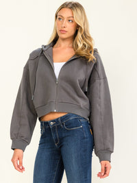 WOMEN'S LONG SLEEVE ZIP UP HOODED SWEATER