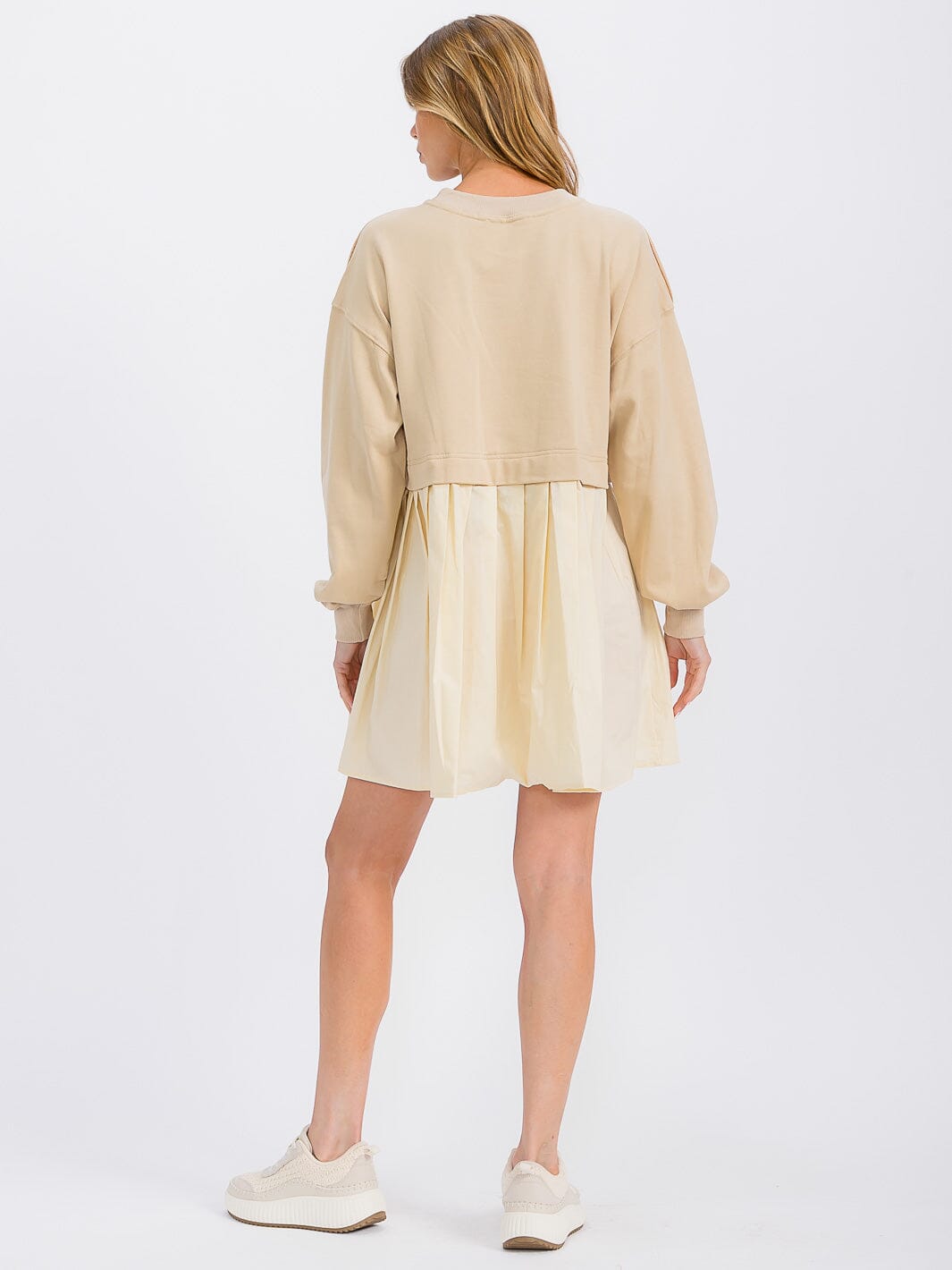 WOMEN'S LONG SLEEVE TUNIC CONTRAST COLORBLOCK MINI DRESS