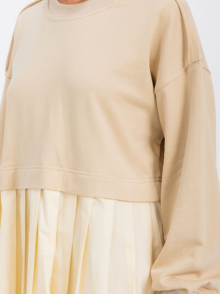 WOMEN'S LONG SLEEVE TUNIC CONTRAST COLORBLOCK MINI DRESS