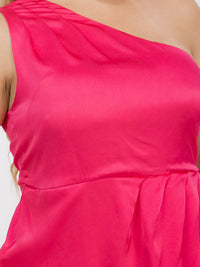 PUS SIZE SLEEVELESS ONE SHOULDER SURPLICE FRONT SLIT MAXI GOWN DRESS