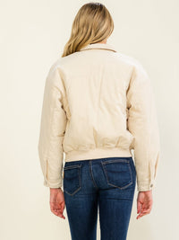 WOMEN'S LONG SLEEVE ZIP UP FRONT POCKETS BOMBER JACKETS
