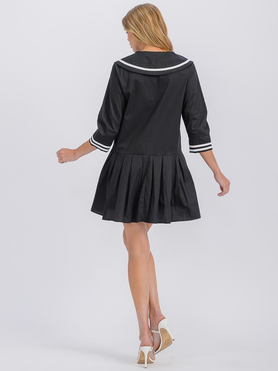 WOMEN'S 3/4 SLEEVE V-NECK COLORBLOCK LOOSE FIT MINI DRESS