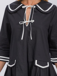 WOMEN'S 3/4 SLEEVE V-NECK COLORBLOCK LOOSE FIT MINI DRESS