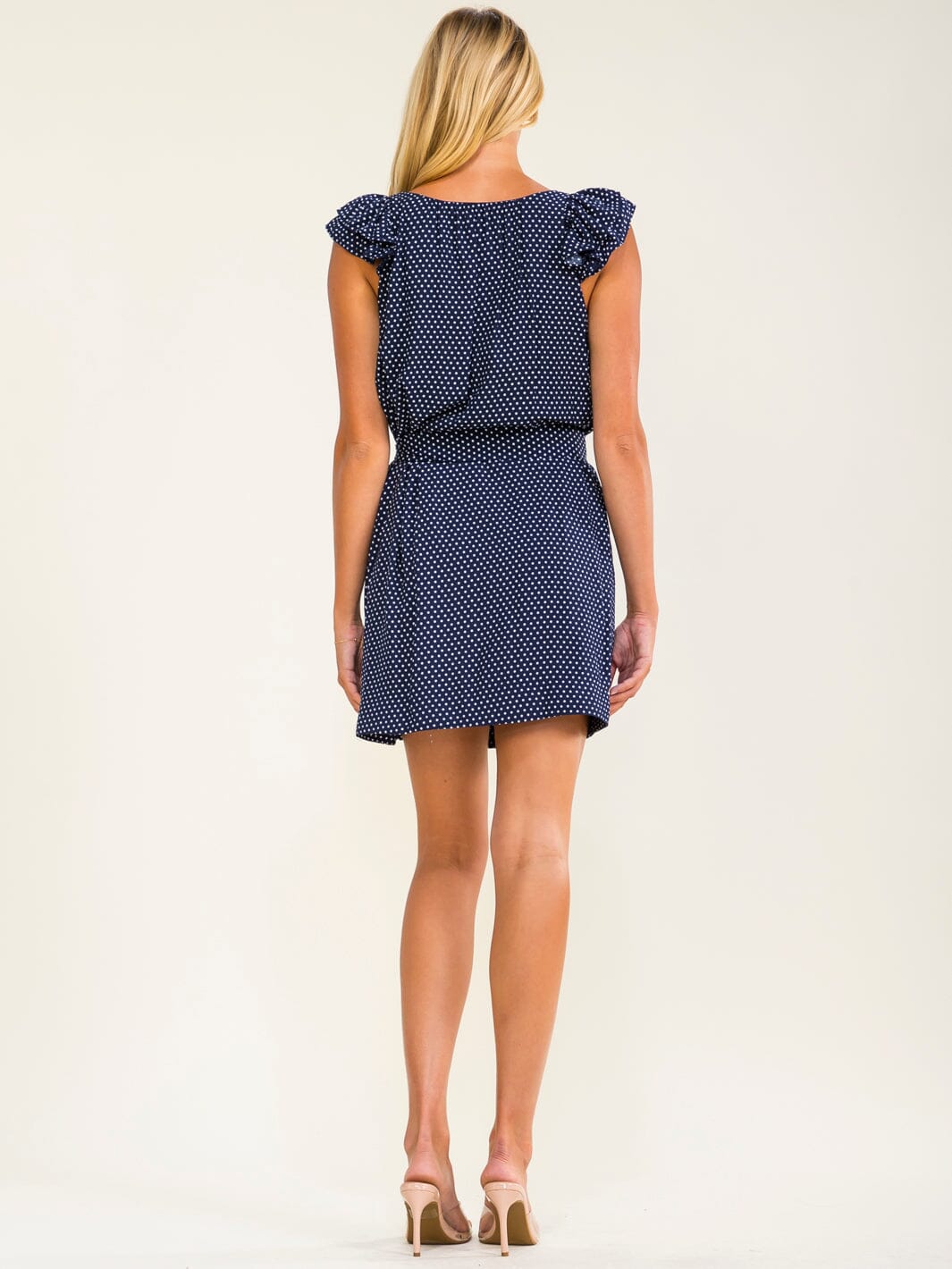 WOMEN'S SLEEVELESS SELF TIE POLKA DOTS MINI DRESS