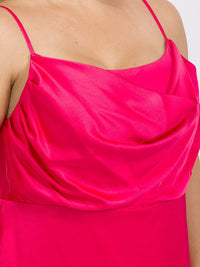 PUS SIZE SLEEVELESS COWL NECK SIDE SLIT MAXI GOWN DRESS