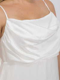 PUS SIZE SLEEVELESS COWL NECK SIDE SLIT MAXI GOWN DRESS