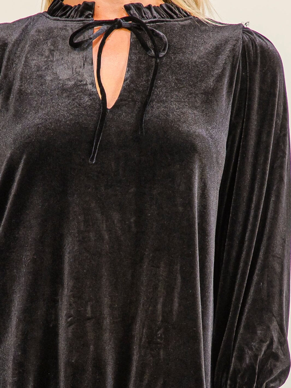 WOMEN'S LONG SLEEVE V-NECK TUNIC VELVET MINI DRESS