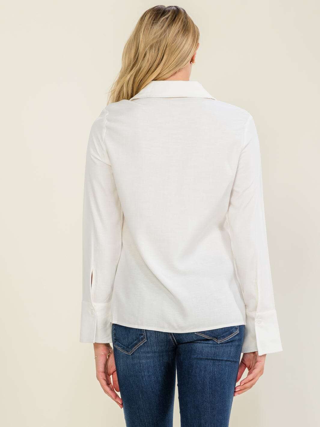 WOMEN'S LONG SLEEVE BUTTON UP LINEN BLOUSE