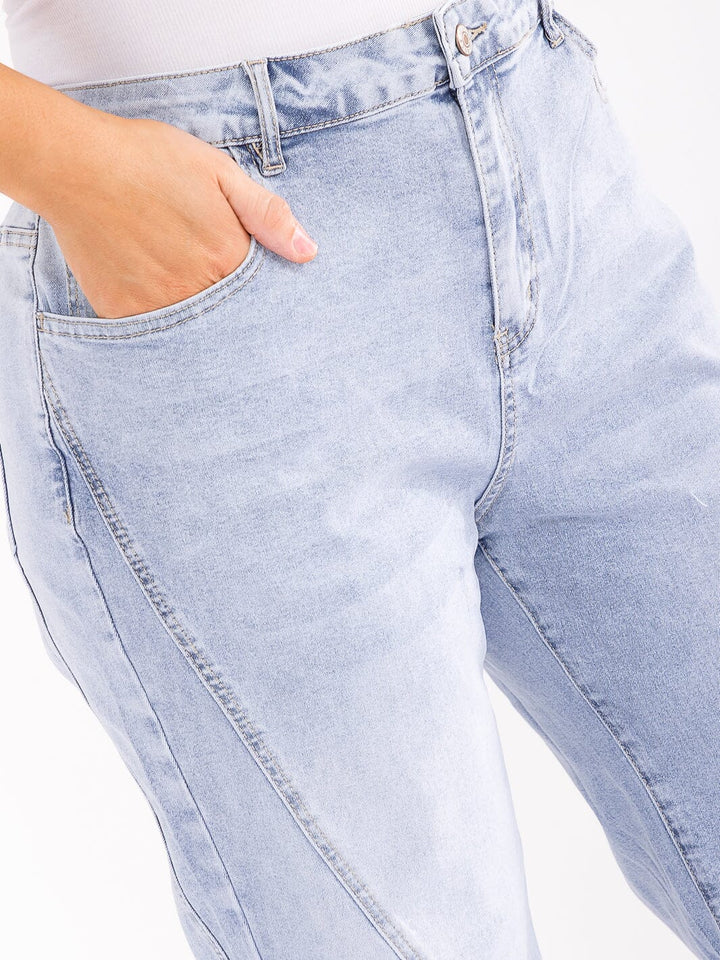 PLUS SIZE BUTTON CLOSURE POCKETS STRETCH DENIM PANTS