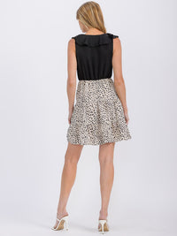 WOMEN'S SLEEVELESS SURPLICE RUFFLE ANIMAL PRINT MINI DRESS