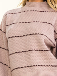 WOMEN'S LONG SLEEVE STRIPES PULLOVER SWEATER