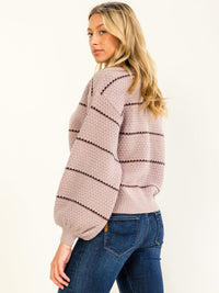 WOMEN'S LONG SLEEVE STRIPES PULLOVER SWEATER