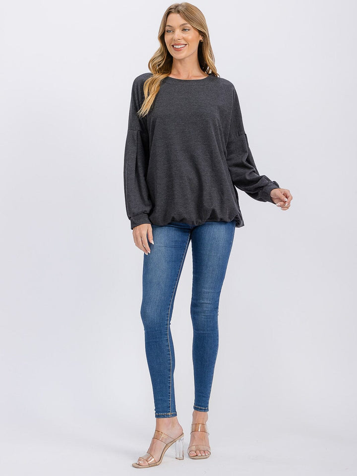 WOMEN'S LONG SLEEVE FRONT POCKETS TOP