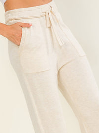 WOMEN'S ELASTIC WAIST FRONT POCKETS JOGGER LEG PANTS