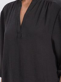 WOMEN'S 3/4 SLEEVE V-NECK HIGH-LOW BLOUSE