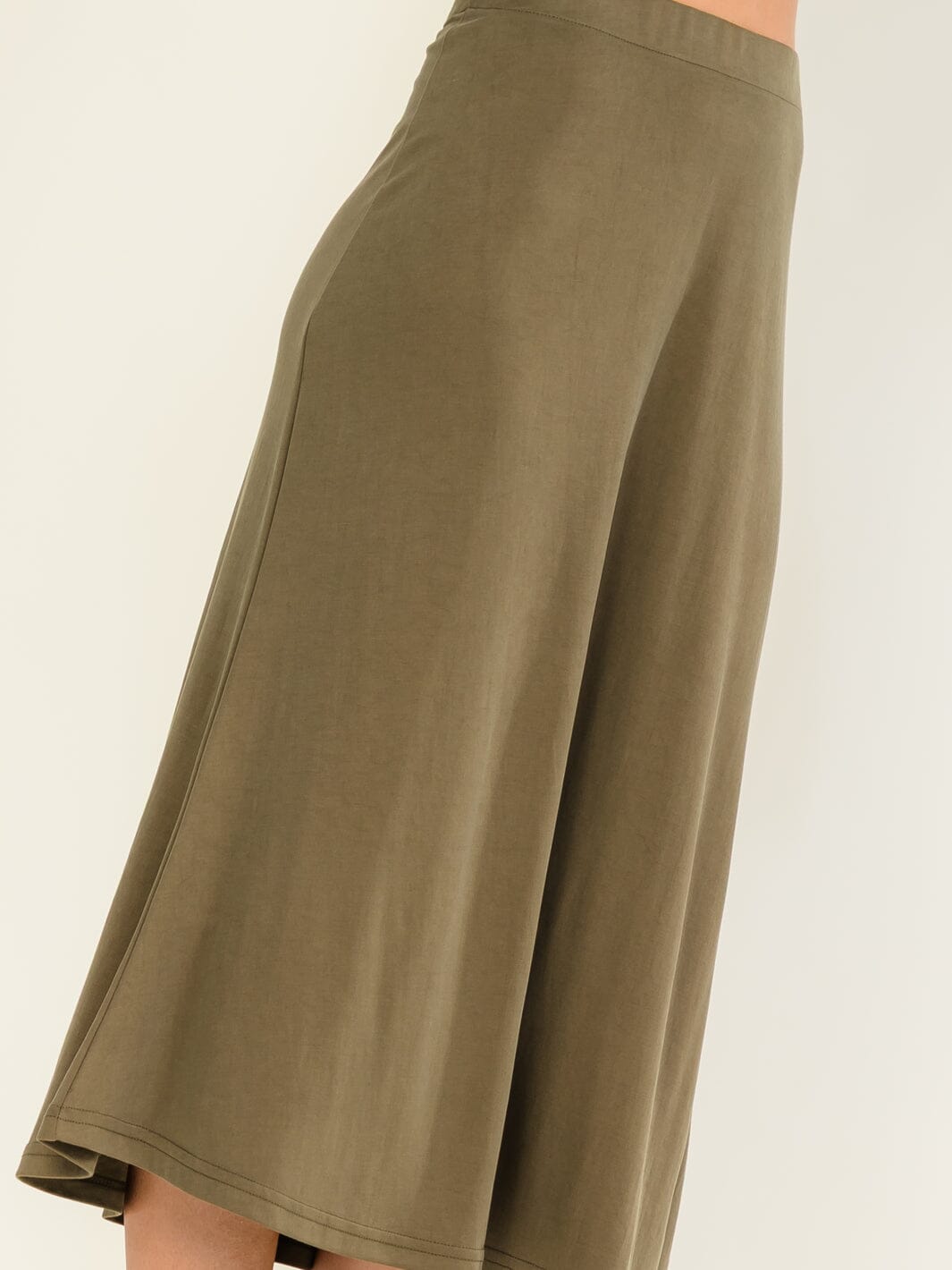 WOMEN'S ELASTIC WAIST SOLID MIDI SKIRT