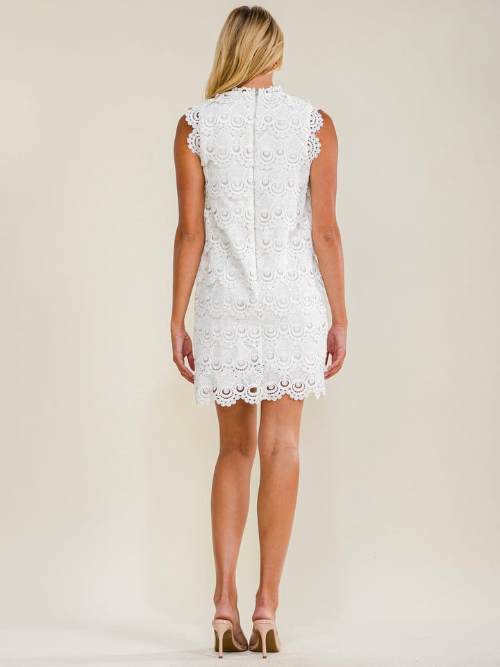 JUST ME WOMEN'S SLEEVELESS CROCHET MINI DRESS