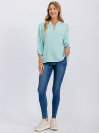 WOMEN'S 3/4 SLEEVE V-NECK HIGH-LOW BLOUSE