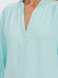 WOMEN'S 3/4 SLEEVE V-NECK HIGH-LOW BLOUSE