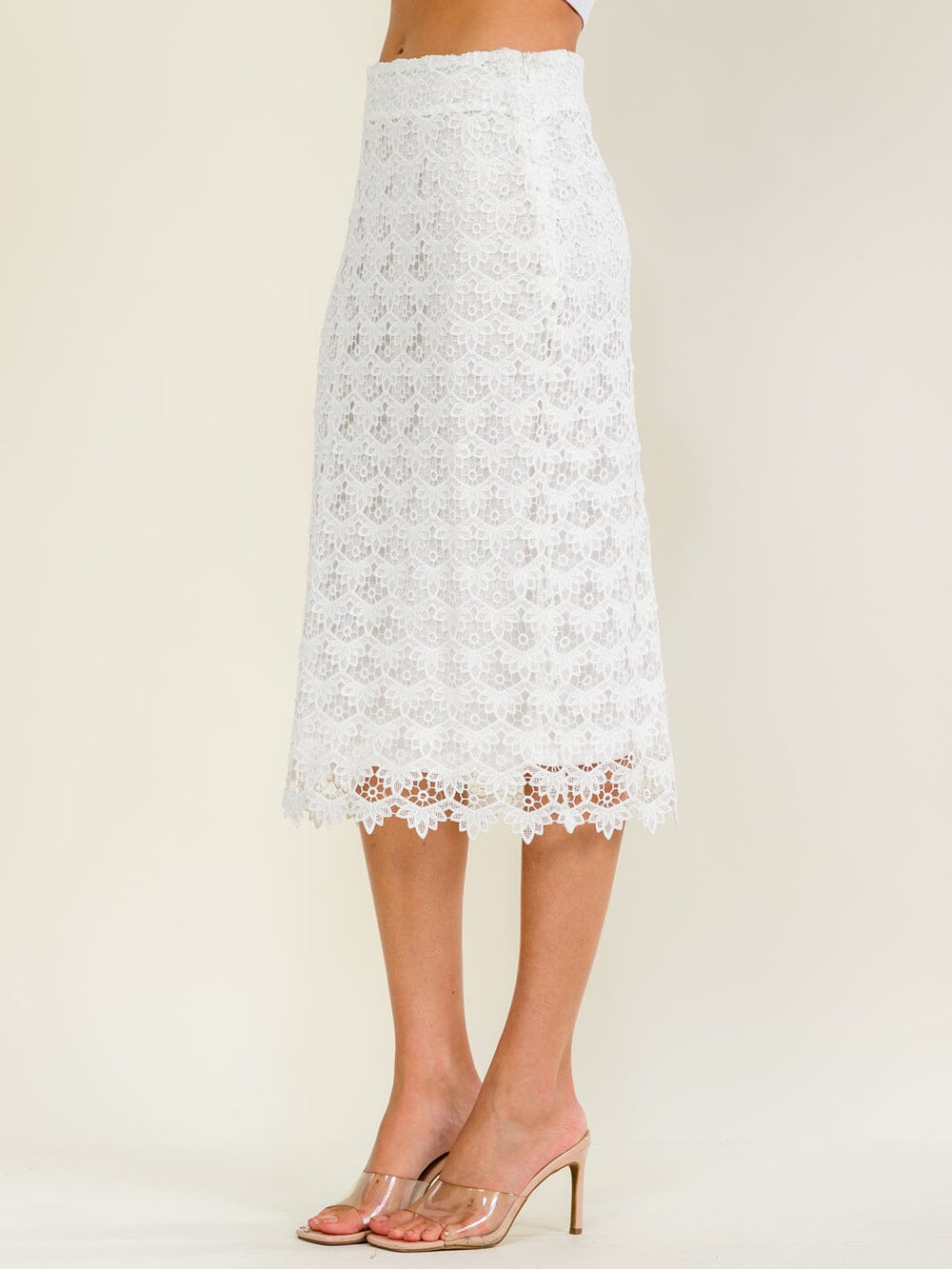 WOMEN'S ZIP UP CROCHET MIDI SKIRT
