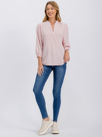 WOMEN'S 3/4 SLEEVE V-NECK HIGH-LOW BLOUSE