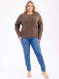 PLUS SIZE LONG SLEEVE PULLOVER SWEATER