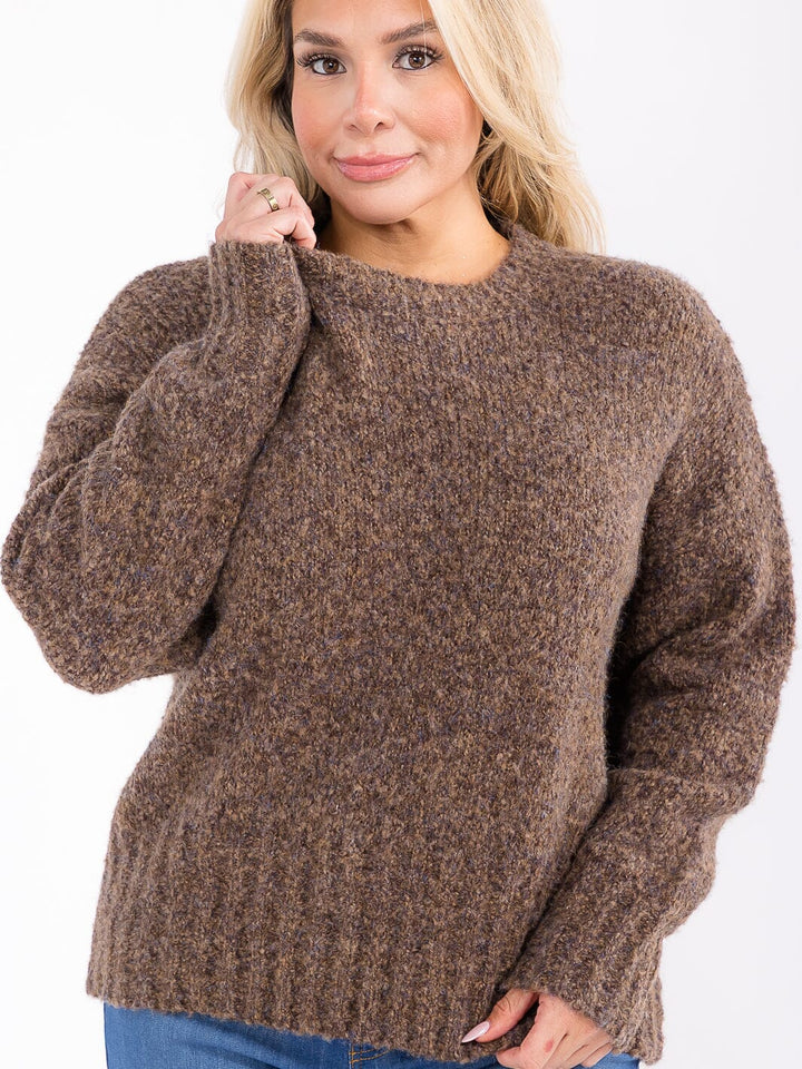 PLUS SIZE LONG SLEEVE PULLOVER SWEATER