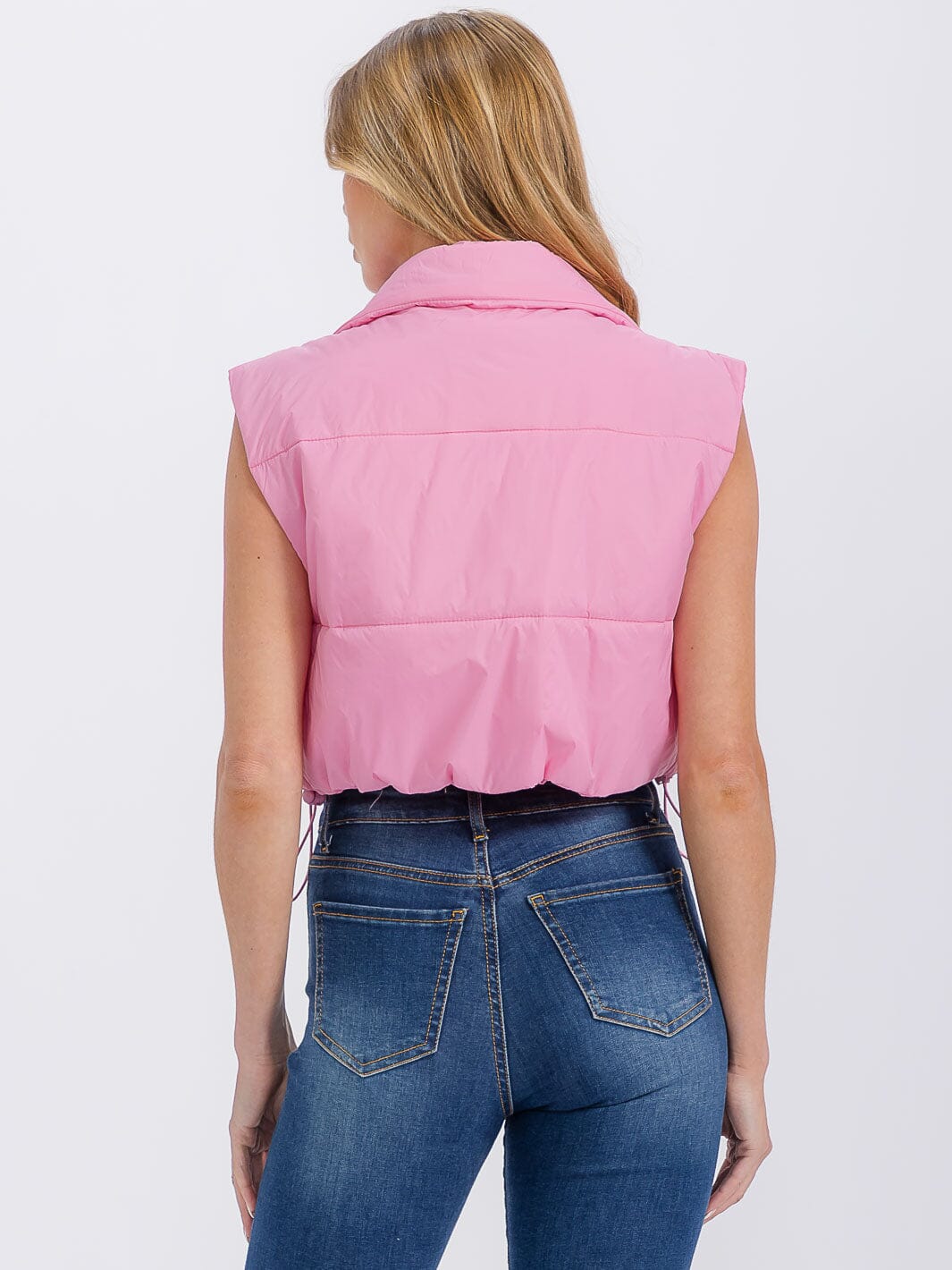 WOMEN'S SLEEVELESS ZIPPER CLOSURE PATCH PUFFER VEST